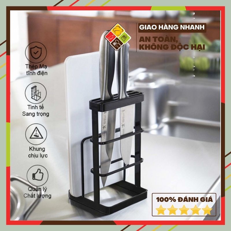 Kệ để dao thớt inox sơn tĩnh điện BEHOMEMALL giá để dao thớt nhà bếp hiện đại