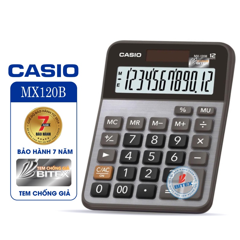 Máy tính Casio MX-120B - HÀNG CHỈNH HÃNG CASIO BẢO HÀNH 7 NĂM ( 1 ĐỔI 1 HÀNG LỖI)