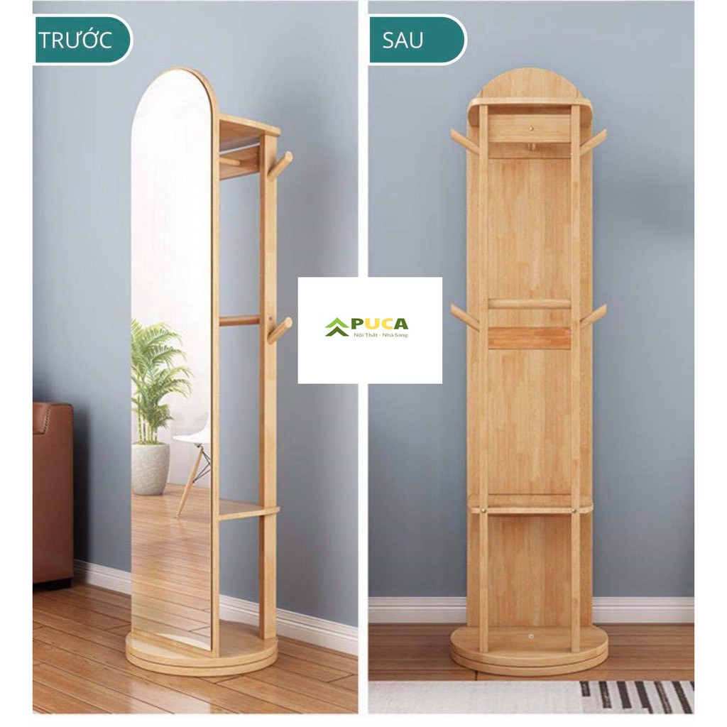 Gương toàn thân, thân gỗ Xoay 360 độ, gương di động thông minh PUCA