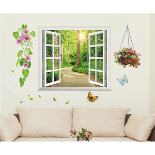 Decal Cửa Sổ Giỏ Hoa