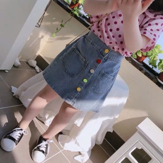 [ ORDER ] Chan váy jeans cho bé gái nhiều cúc cực sành điệu