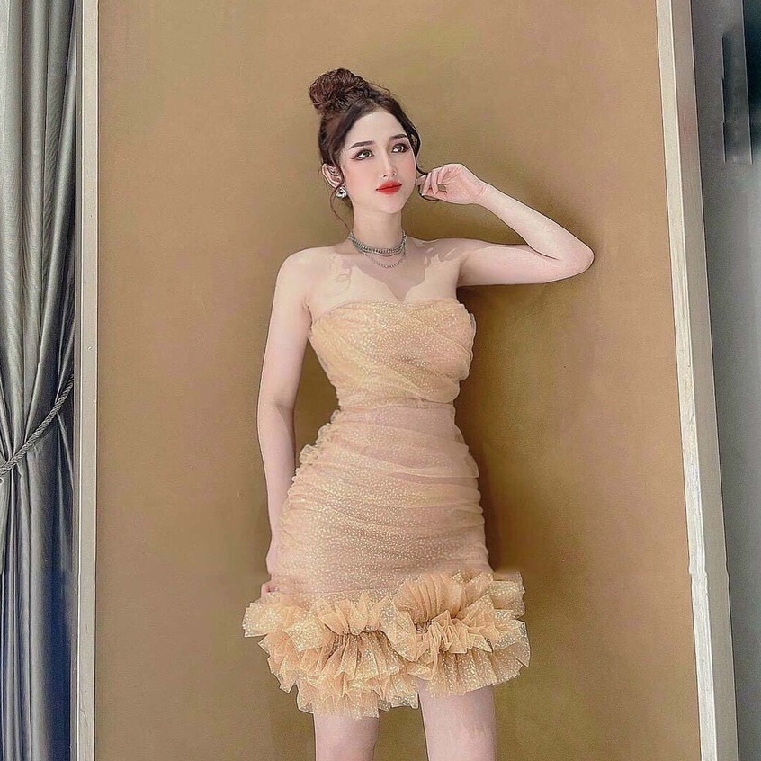 Đầm nữ body ngắn kiểu đầm dự tiệc cách điệu chân váy nhún bèo chân váy đuôi cá thời trang thiết kế ARAVA | BigBuy360 - bigbuy360.vn