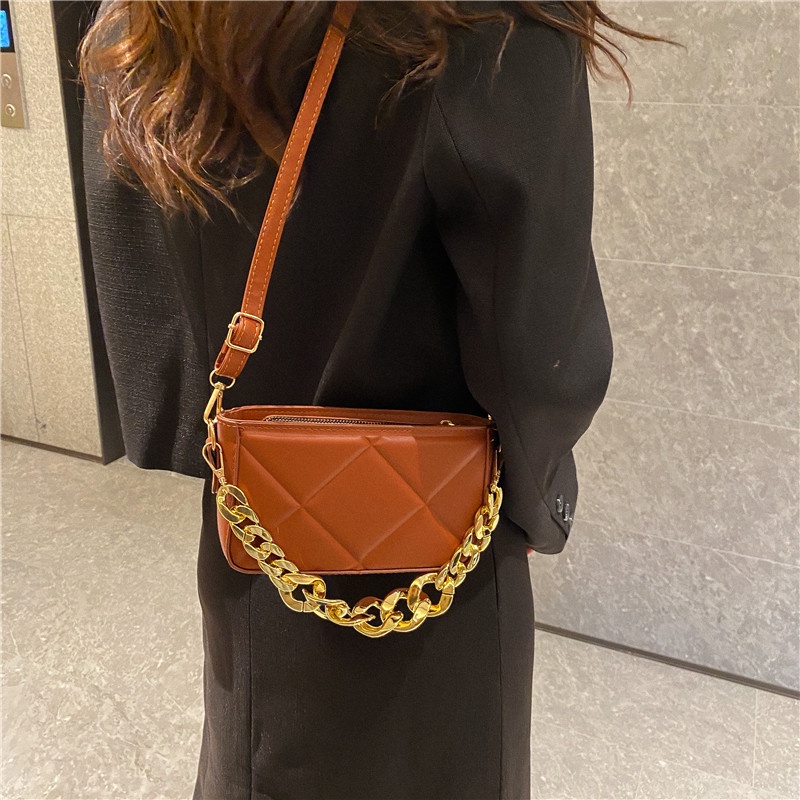 Túi JASMIN NOIR đeo chéo dây xích in họa tiết caro thiết kế thời trang cho nữ