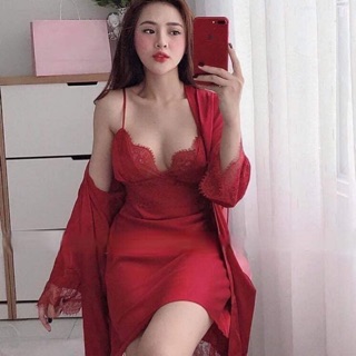 Set váy và choàng ngủ lụa