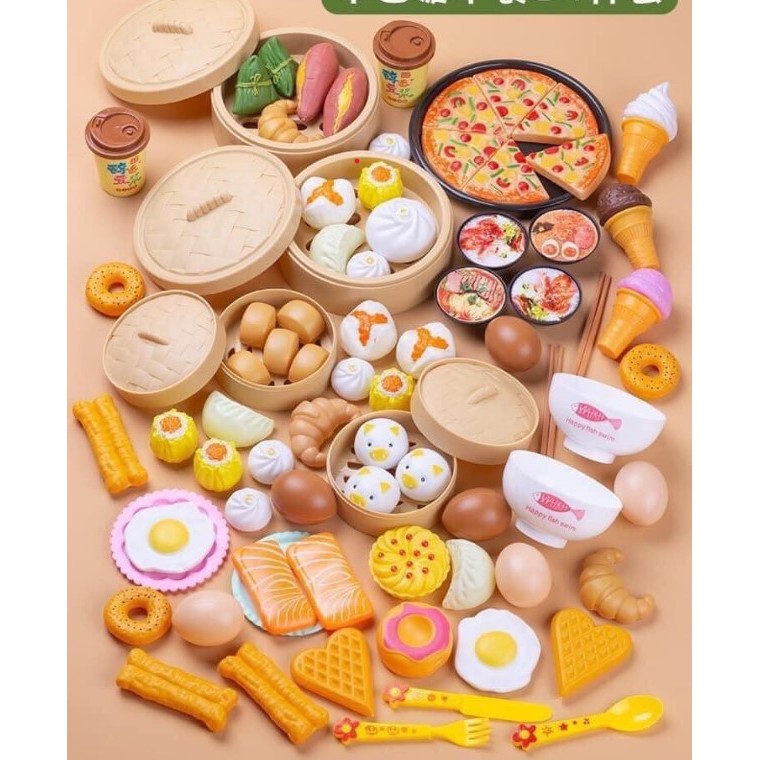 Bộ bánh bao, bánh pizza đồ chơi cho bé từ 84-88 chi tiết có hộp xịn (ảnh thật)