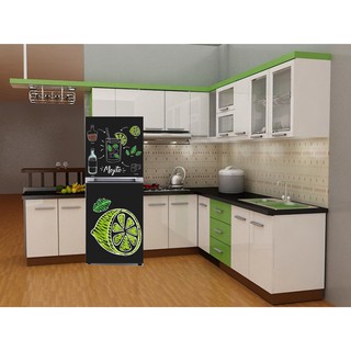 Miếng dán tủ lạnh mẫu quả chanh nền đen cực sang trọng