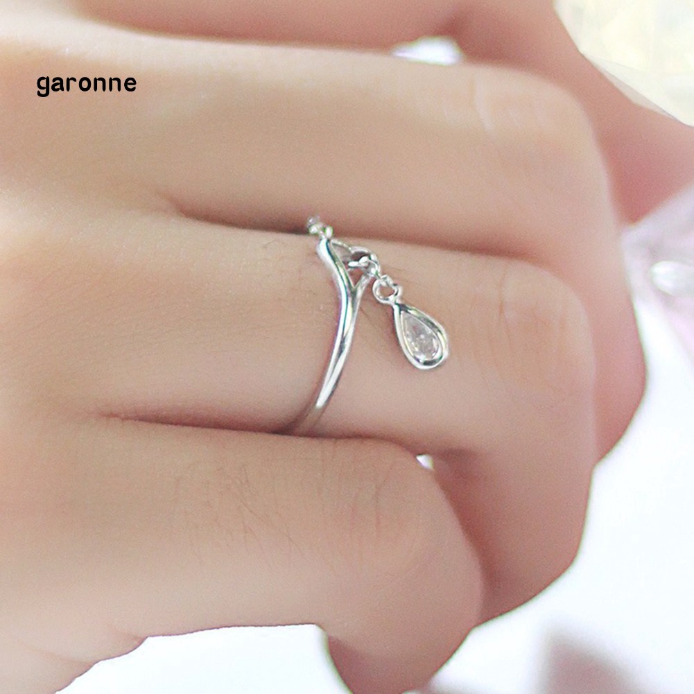 Nhẫn đính đá hình giọt nước phong cách thanh lịch dành cho nữ