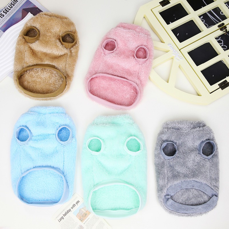 Áo sweater giữ ấm cho thú cưng cổ tròn, có vòng kéo phía sau - Quần áo ấm mùa đông cho chó mèo