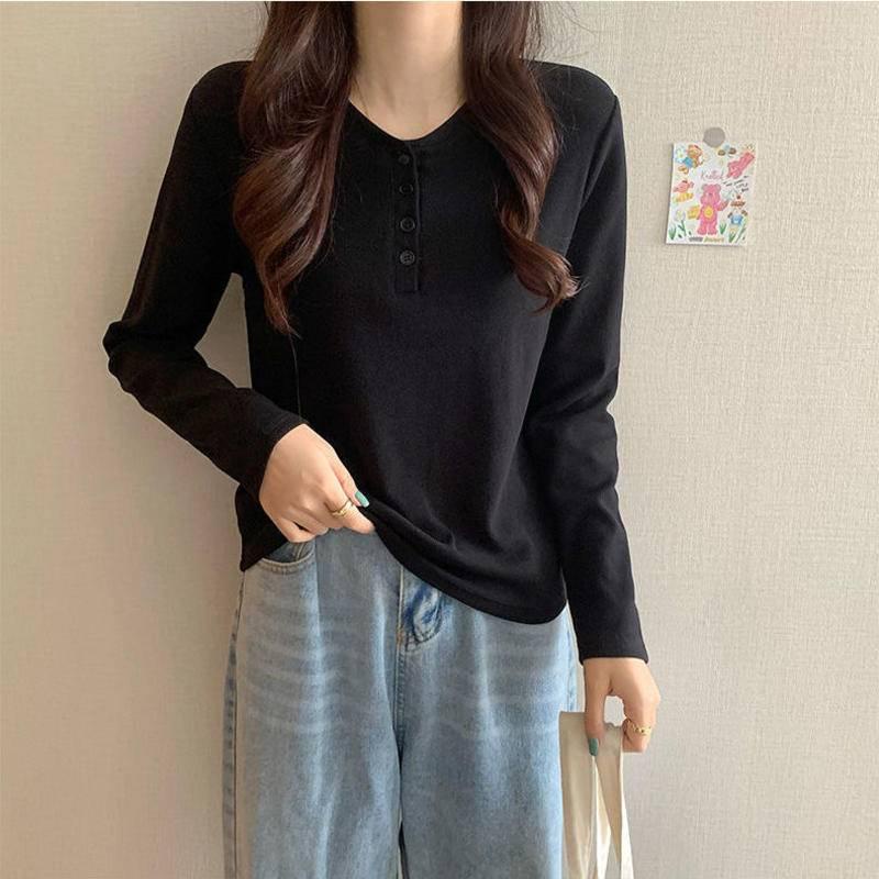 Áo Thun Tay Dài Màu Trắng Thời Trang Xuân Thu Trẻ Trung Cho Nữ