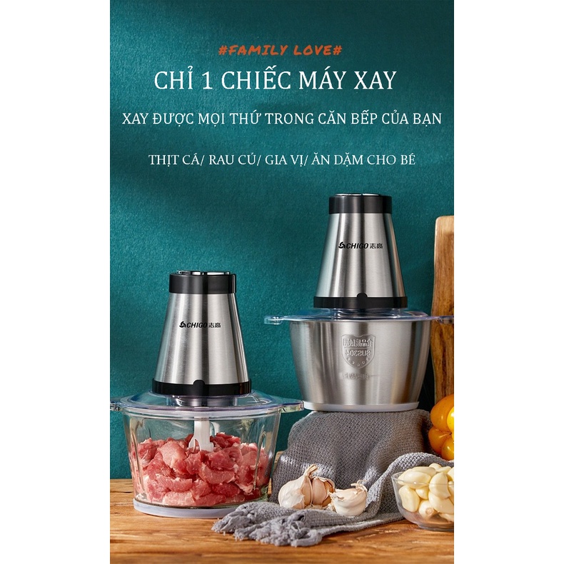 Máy Xay Thịt Chigo Chính Hãng Chanhouse Xay Đá, Rau Củ Quả, Ngũ Cốc Đa Năng, Công Suất 300W