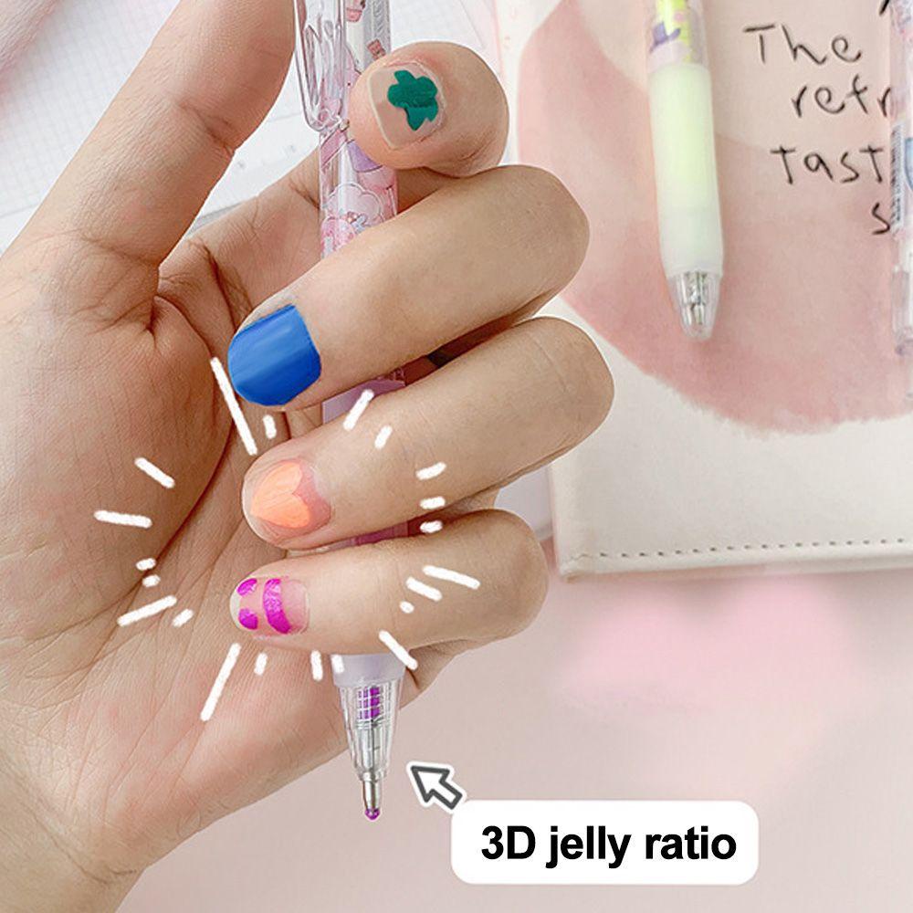 Set 12 Bút Mực Gel Họa Tiết Hoạt Hình 3D Dạng Nhấn Tiện Dụng