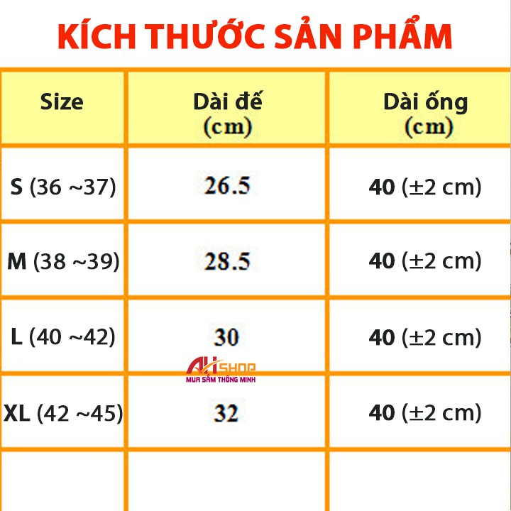 Ủng bọc giày đi mưa nam nữ khóa kéo 2 lớp chống nước đế chống trượt cao cổ 40 cm