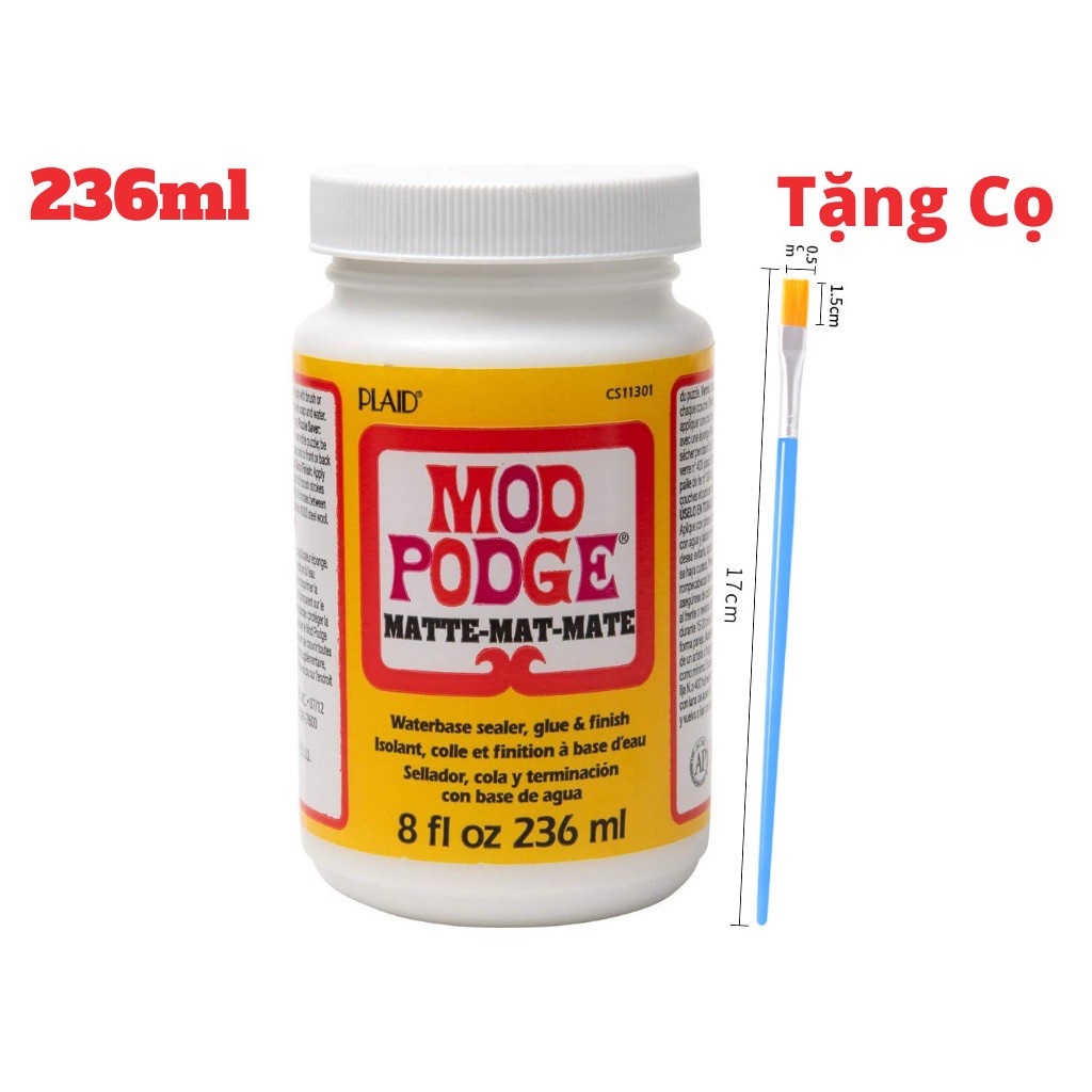 Keo Mod Podge Matte Dán Và Phủ Bảo Vệ Nhiều Bề Mặt Dùng Cho Decoupage 236ml Tặng Cọ