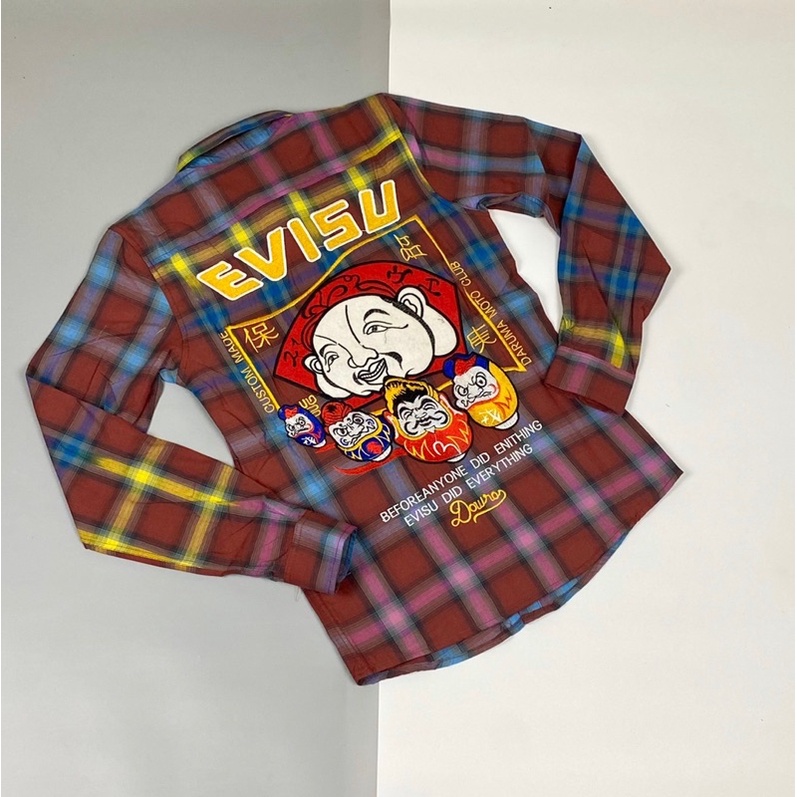 Áo Sơ Mi Kẻ Loang Thêu Hình EVISU Hàng Siêu Cấp | BigBuy360 - bigbuy360.vn