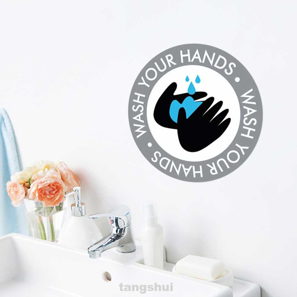 Nhãn dán PVC tròn có thể tháo rời nhắc nhở rửa tay đa năng cho siêu thị/ bệnh viện/ phòng tắm/ nhà vệ sinh công cộng