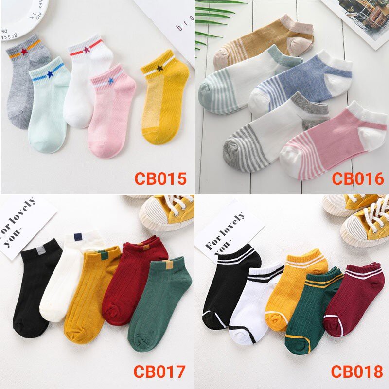 Vớ Nữ cổ ngắn Cotton, [COMBO 5 ĐÔI] Tất nữ sử dụng cả tuần