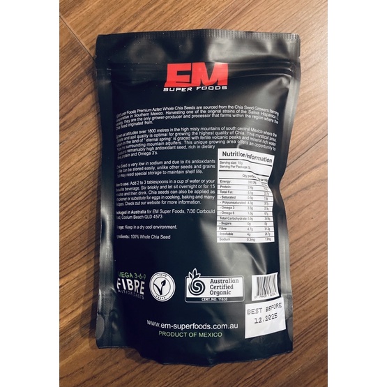 Hạt chia túi Black bag 500g Úc