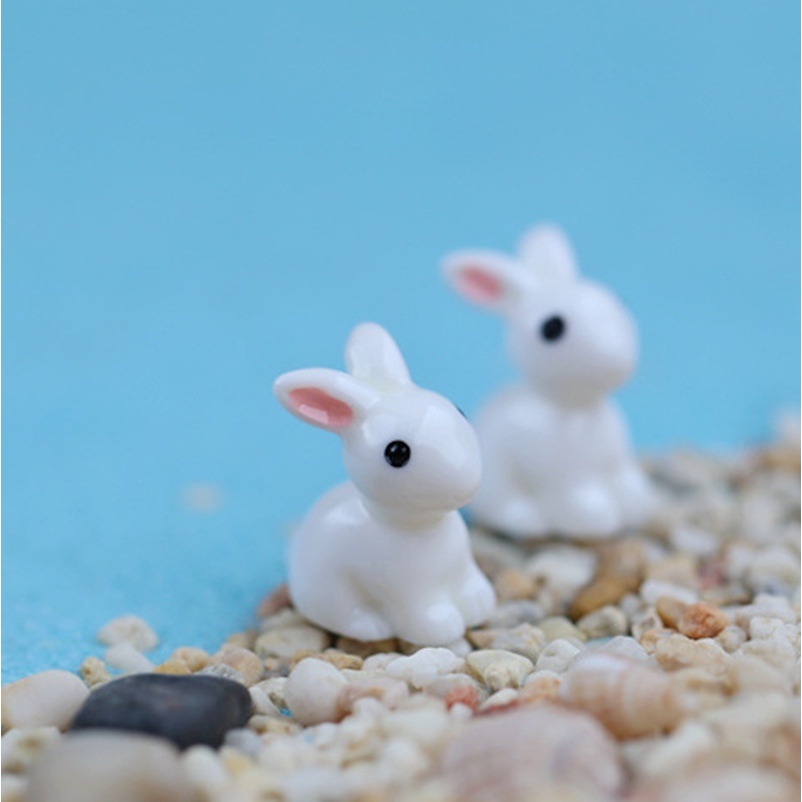 Bộ 10 mô hình thỏ trắng mini trang trí sân vườn xinh xắn