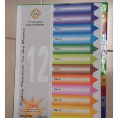 Bìa phân trang nhựa 12 số Thăng Long