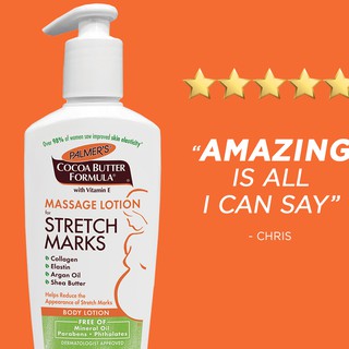 Set Lotion ngăn ngừa và giảm rạn da cho mẹ bầu Cocoa Butter Massage Lotion Stretch Marks Palmer's 190ml bill Mỹ