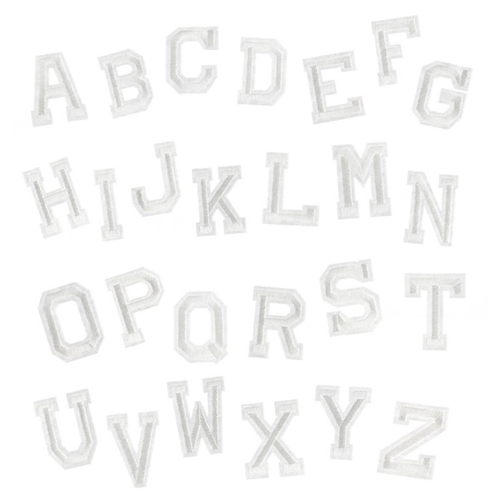 Miếng Dán Quần Jean Thêu Chữ Cái A-Z Màu Trắng Trang Trí Áo / Quần Jean 81