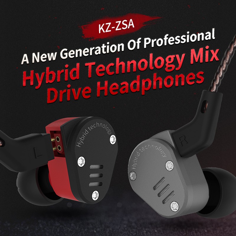 KZ ZSA 1BA + 1DD Hybrid In Ear Earphone HIFI DJ Monito Running Sport Earphone Headset Earbud