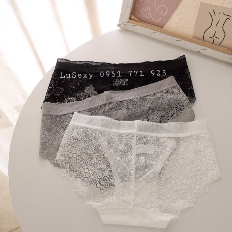 QUẦN LÓT NỮ SEXY CAO CẤP - Quần lót ren xuyên thấu trong suốt đẹp màu trắng đen hồng xám