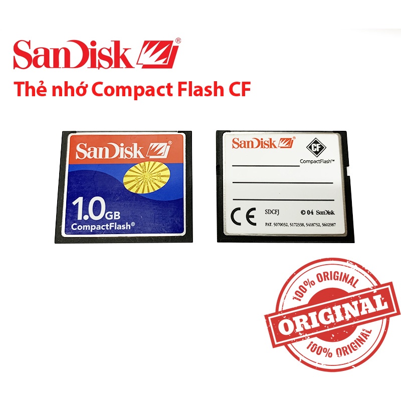 Thẻ nhớ SanDisk Compact Flash Card CF dung lượng 1GB cho công nghiệp máy CNC máy ảnh