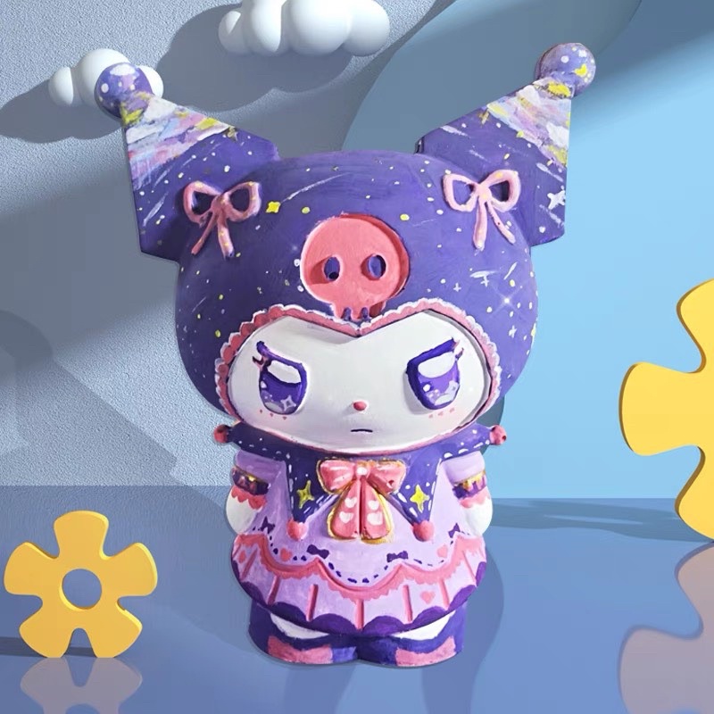 Tượng tô màu Kuromi bằng nhựa vinyl - có thể bỏ ống heo