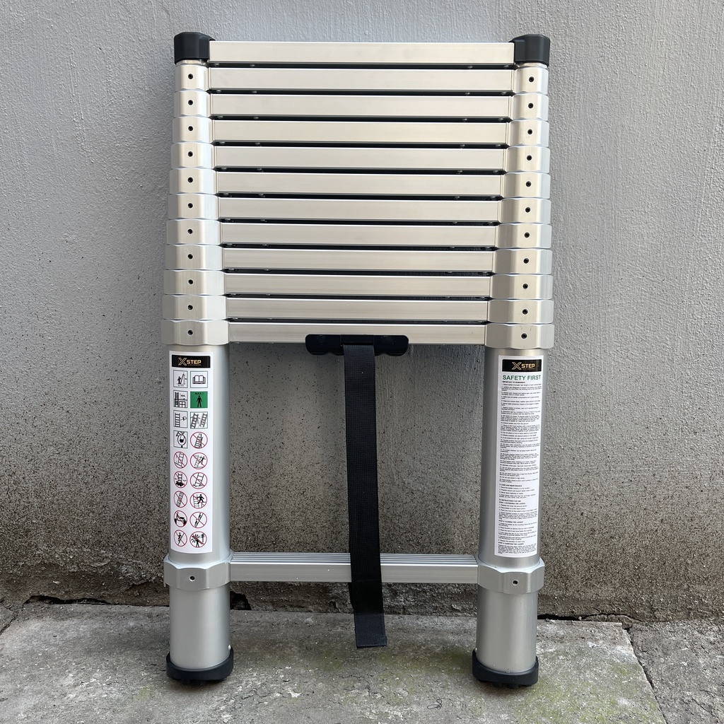 Thang nhôm rút đơn 4m1 Xstep  XT-410A NEW đai nhôm - bậc nhôm - ống nhôm cao cấp