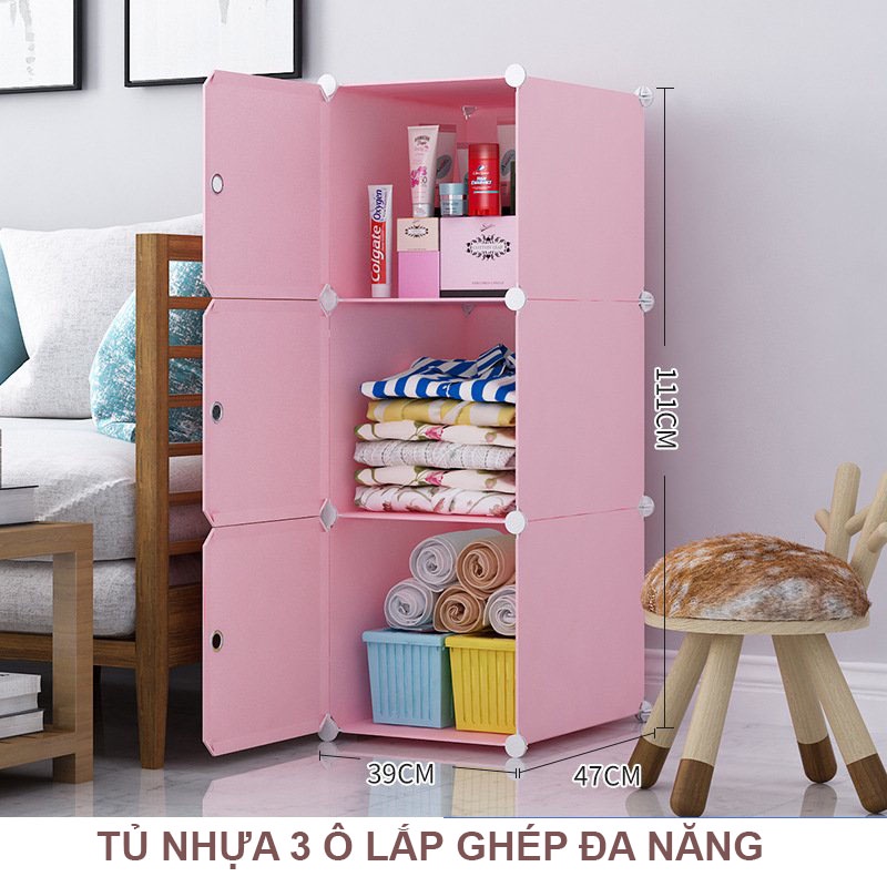 Tủ nhựa ghép đựng đồ- tủ 3 ngăn cao câp