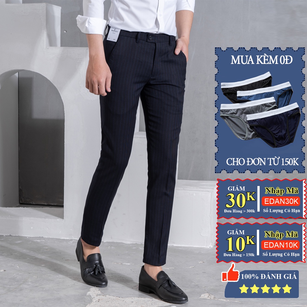 Quần âu nam họa tiết kẻ sọc Edana Menswear,Form dáng Hàn Quốc , chống nhăn , chống xù ,dành người cân nặng 45 -78kg