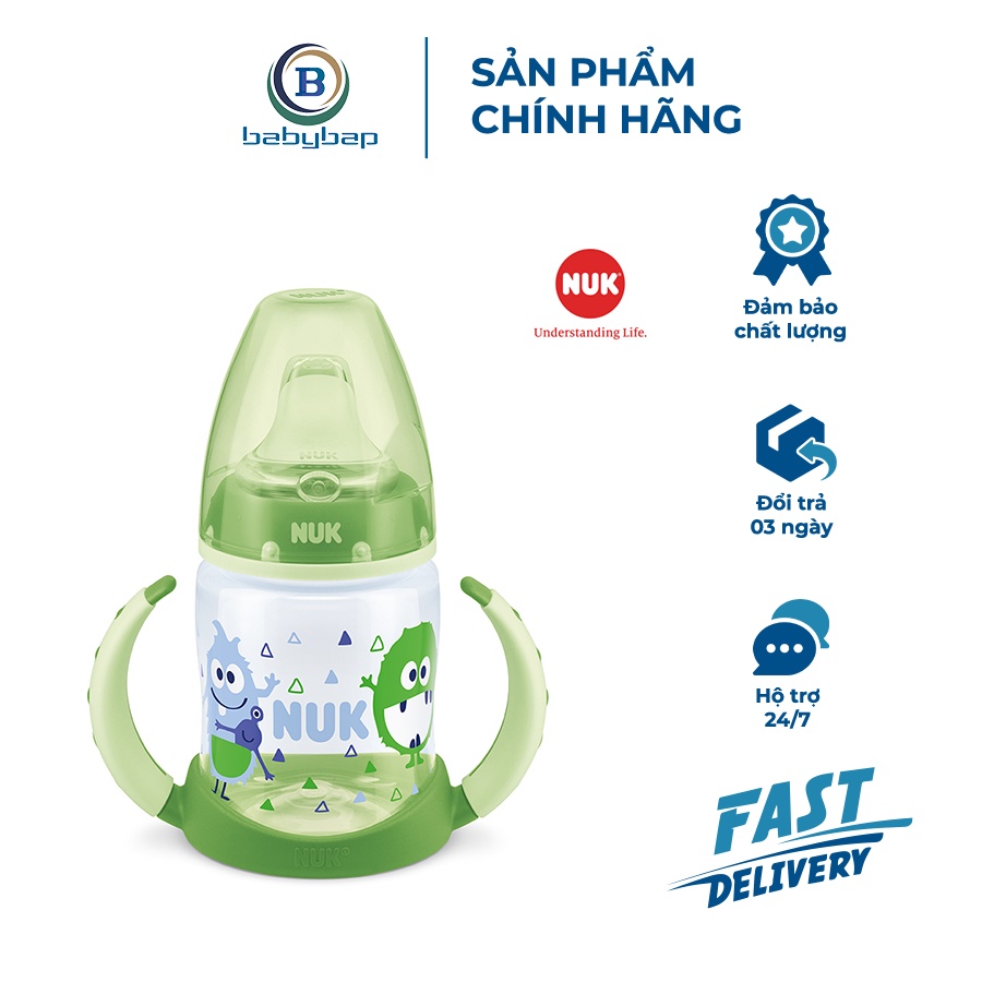 Bình Tập Uống NUK PP 150ml Đầu Hút Silicone Y Tế Mềm, Độ Bền Tốt