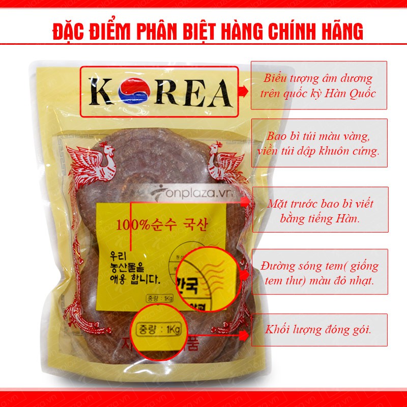 Nấm Linh Chi Túi Vàng Hàn Quốc, Túi 1kg