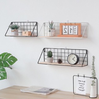 Kệ lưng lưới sắt kẹp GỖ thịt vân đẹp TẶNG kèm đinh decor Treo tường