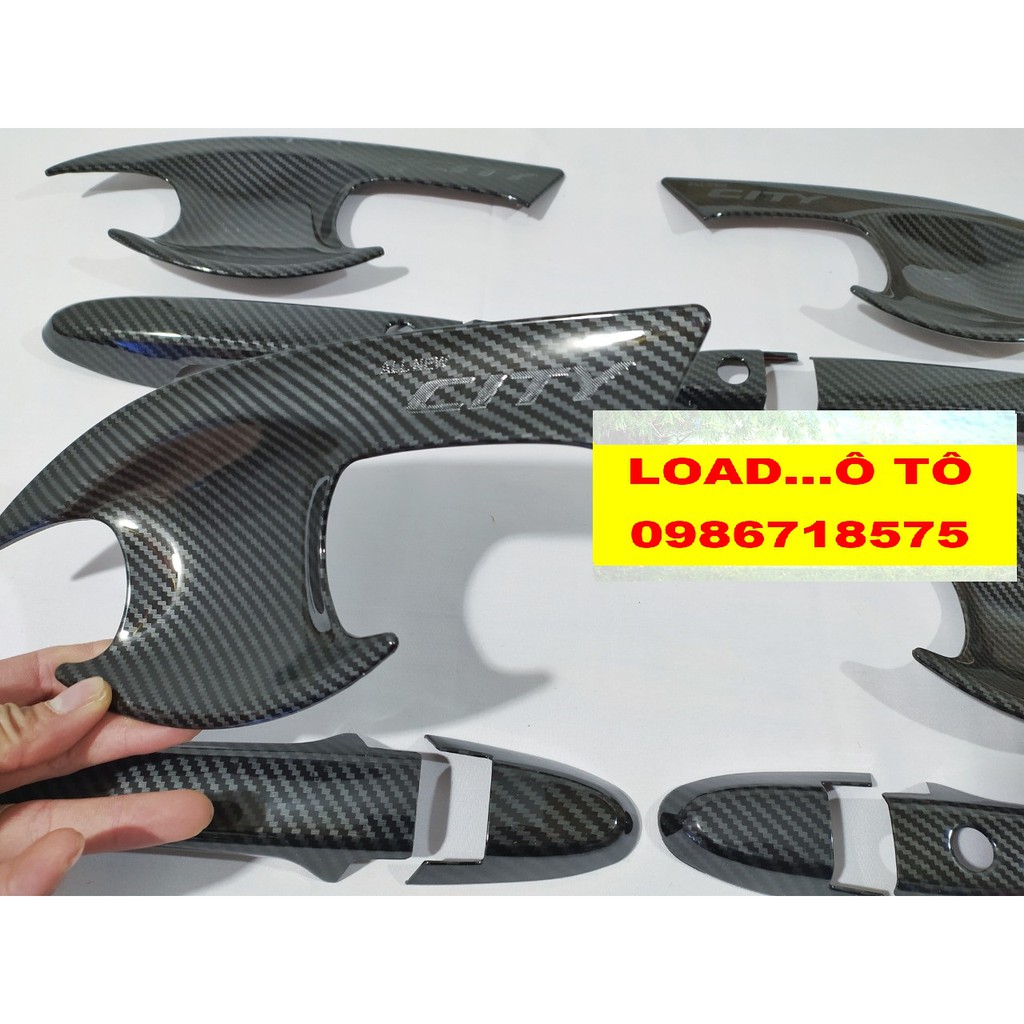 Ốp Tay Nắm Và Hõm Cửa Honda City 2022-2018 Vân carbon Cao Cấp