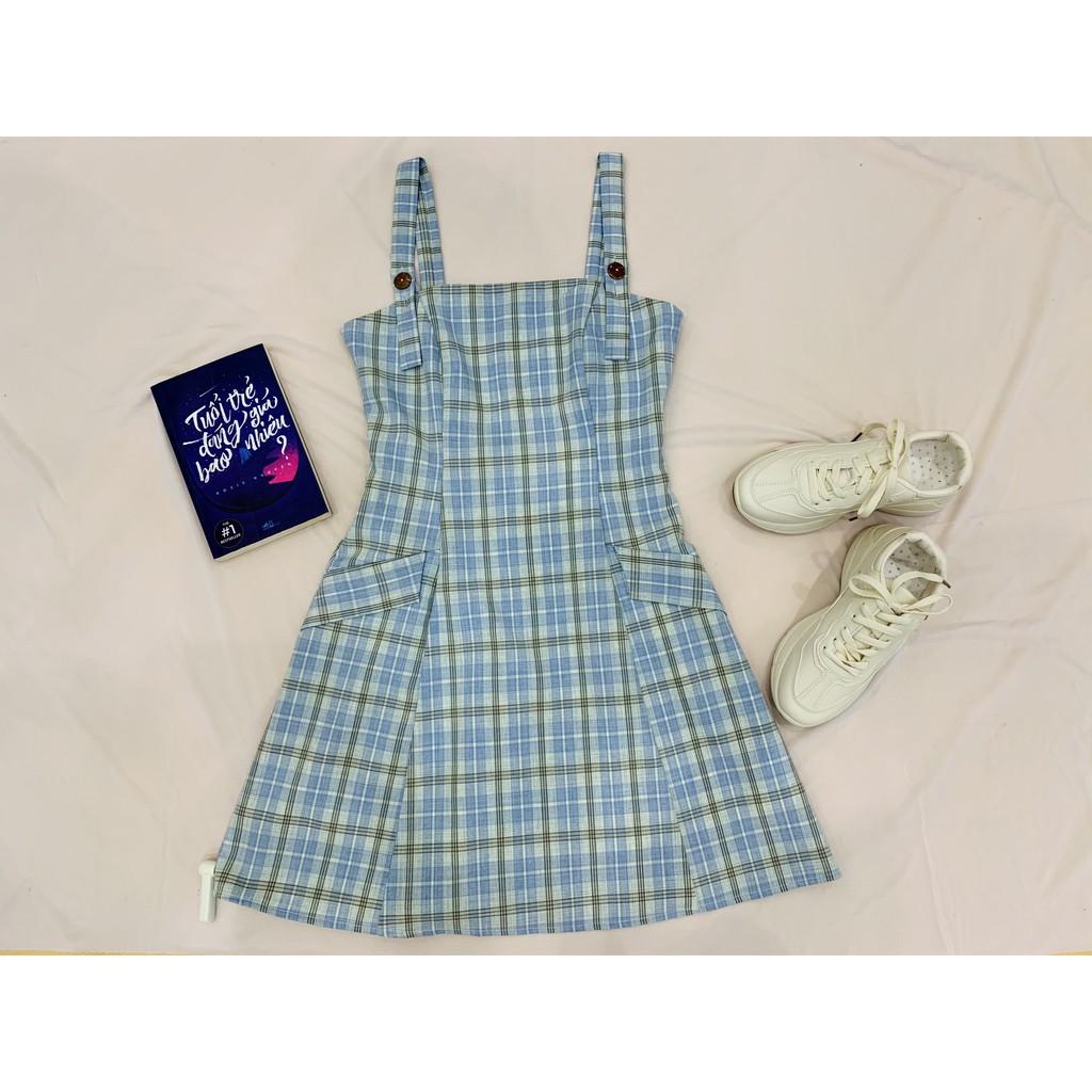 [Mã MABR07062 giảm 8% tối đa 50K đơn từ 249K] Đầm 2 dây nữ nắp túi GUMAC thiết kế công sở màu xanh DB5129 | BigBuy360 - bigbuy360.vn