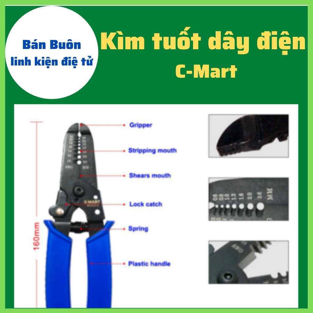 Kìm tuốt dây điện [ Loại Xin] C-Mart