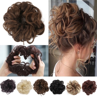 MEMPHTY Búi tóc giả xoăn co giãn thời trang cho nữ