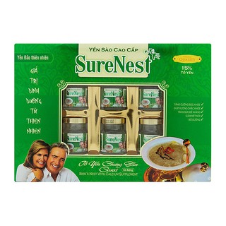 Hộp 6 hũ yến sào Surenest bổ sung canxi (15% tổ yến thật)