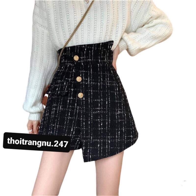 quần váy dạ hàn phối cúc ngọc 675