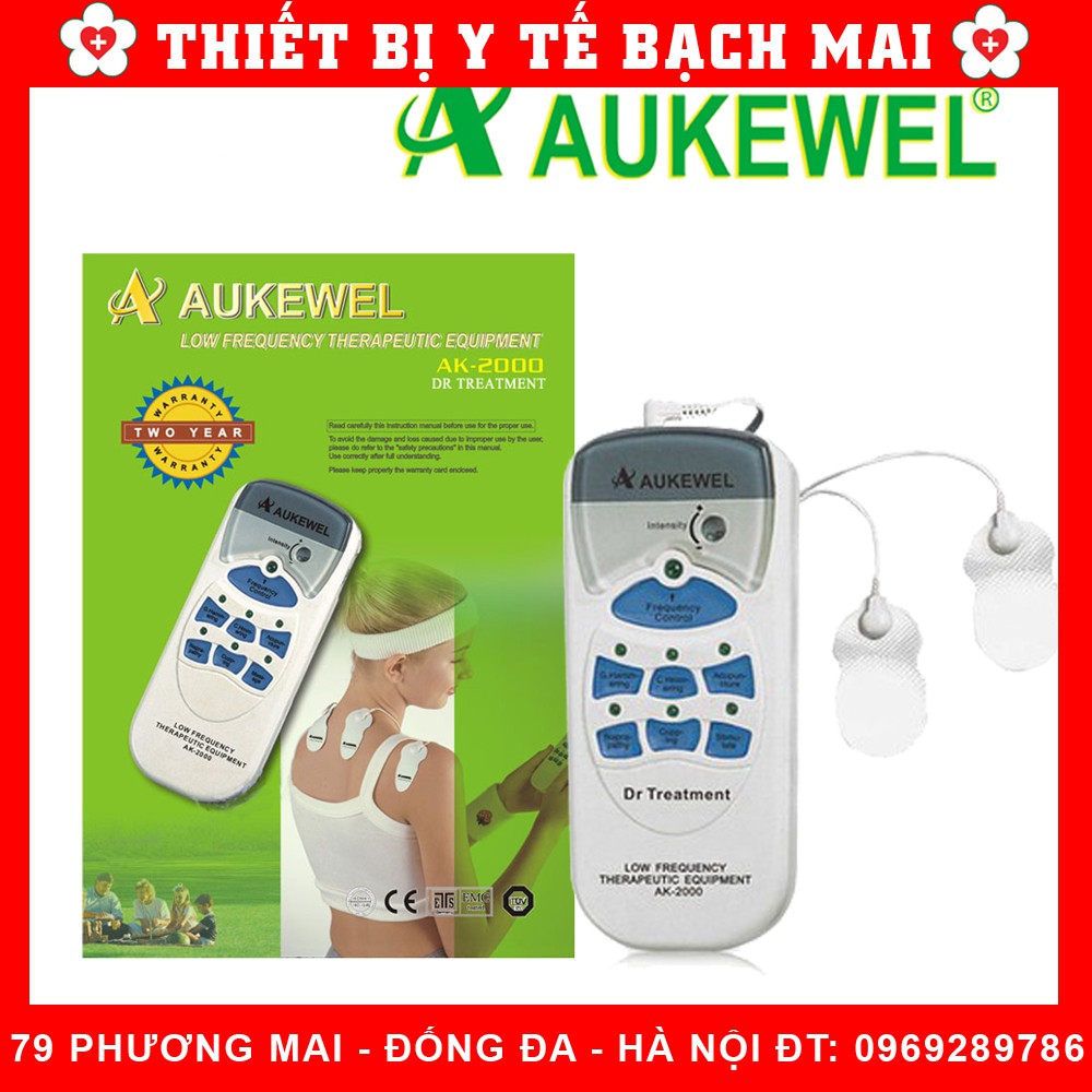 [ComBo] Máy Massage Trị Liệu Xung Điện Thương Hiệu Đức Aukewel AK-2000 Và 2 Cặp Miếng Dán