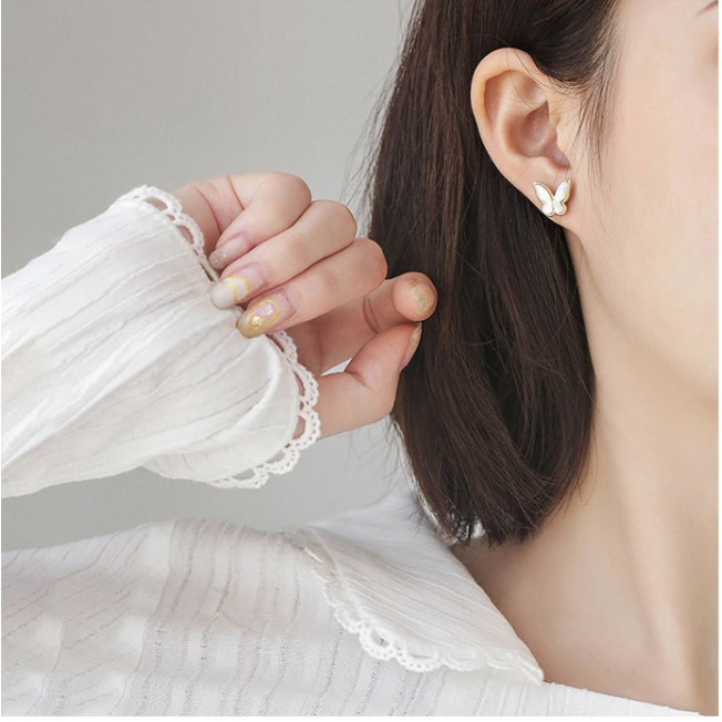 Khuyên tai hình bướm nhỏ kim tuyến, bông tai trang sức Ulzzang BT004 - Filibrastyle