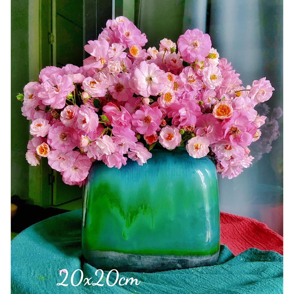 Bình hoa Bát Tràng men hỏa biến đắp nổi cao cấp - cao24cm
