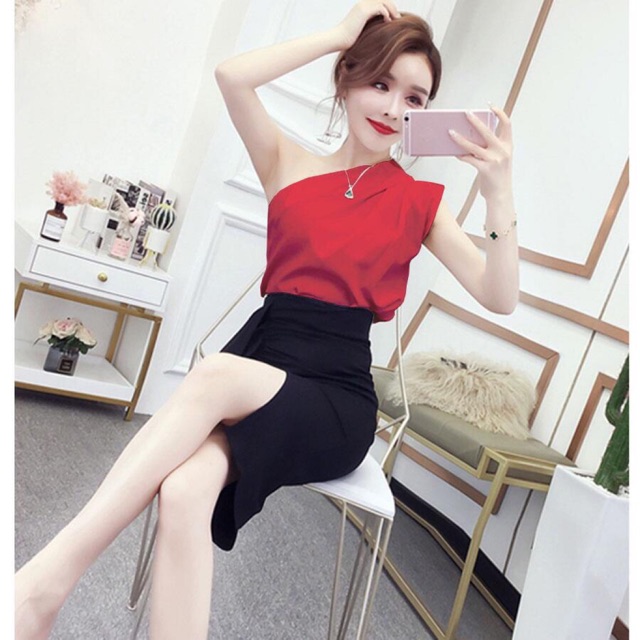 [ Mã WASTAPR giảm 10K đơn 50K] ÁO PHI LỤA LỆCH VAI