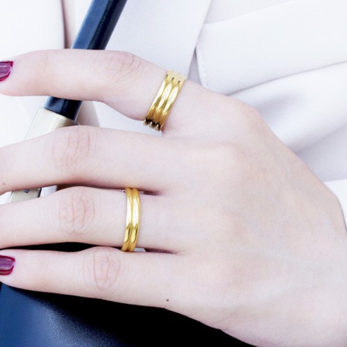 Nhẫn Nữ 2-3 Vòng Titan Ko Đen TT 2618