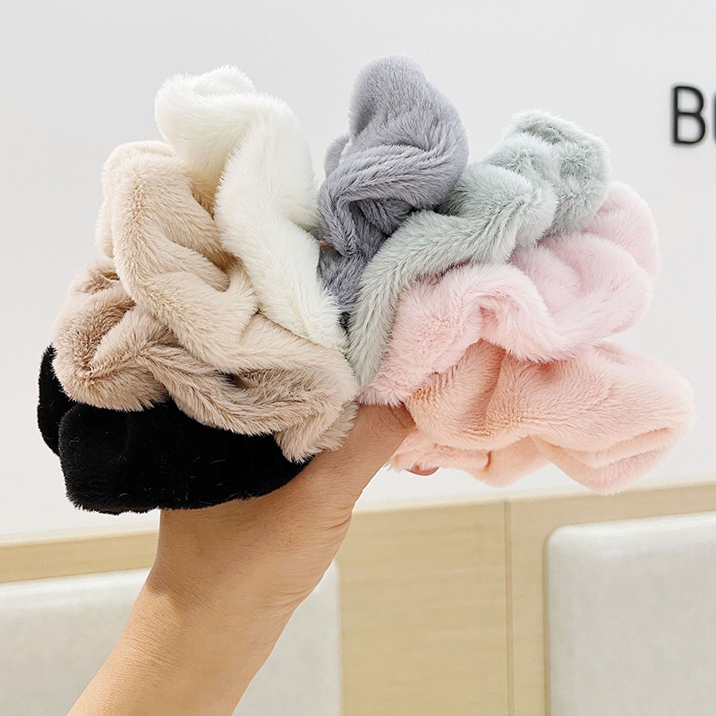 Dây buộc tóc bằng vải lông thỏ mềm mại đáng yêu