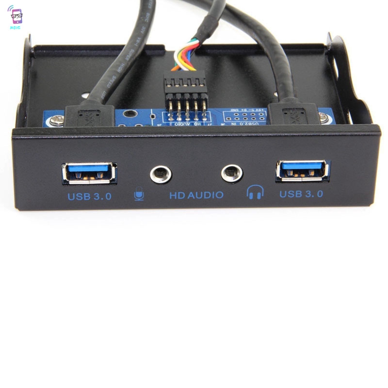 MG USB 3.0 2-Port 3.5 Inch Metal Front Panel USB Hub with 1 HD Audio Output Port+1 Microphone Input Port @vn