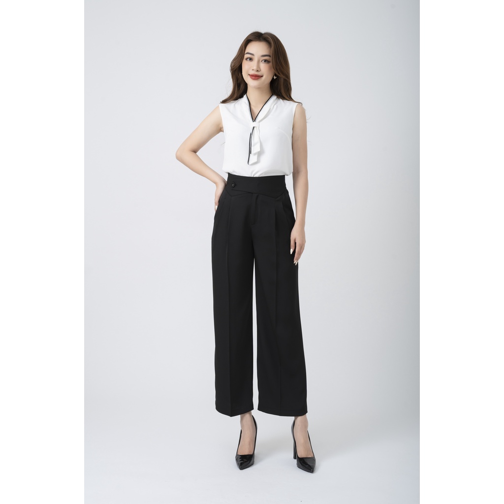 Quần nữ dáng suông culottes xếp ly, cài cúc trang trí FIONA F352323