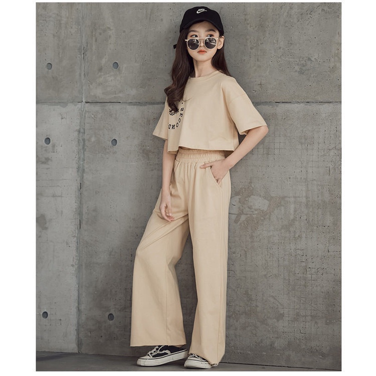 Set áo ngắn tay + quần dài thời trang mùa hè cho bé gái 5-12 tuổi